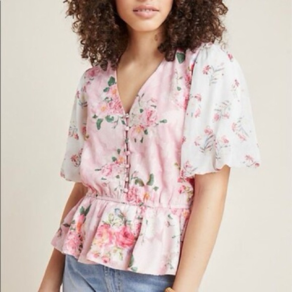 Hemant & Nandita Garden Floral Peplum Top
